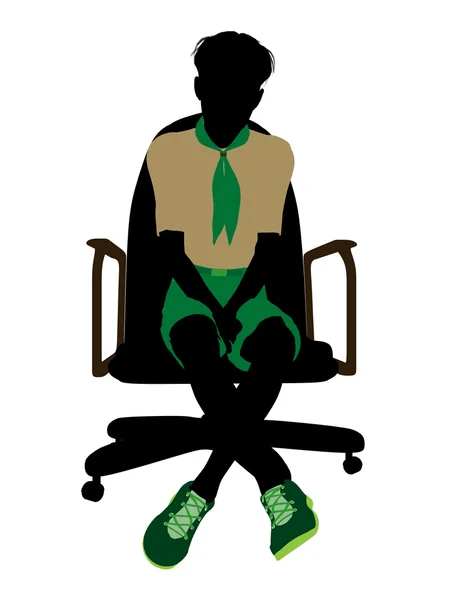 Boyscout Sitting On a Chair Illustration Silhoue – stockfoto