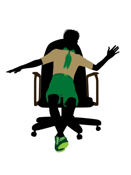 坐在椅子上的插图 silhoue 上的童军 — 图库照片