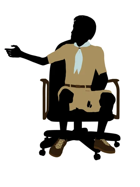 Boyscout afroamericano sentado en una silla Enfermo — Foto de Stock