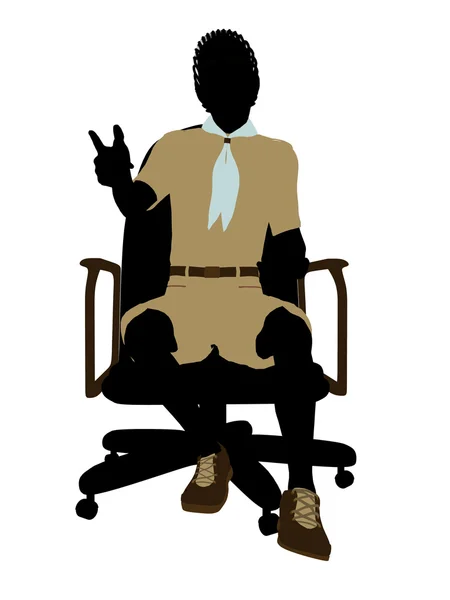 Africano americano Boyscout sentado em uma cadeira III — Fotografia de Stock