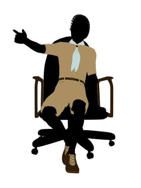 Afrikanisch-amerikanischer Pfadfinder sitzt krank im Stuhl — Stockfoto