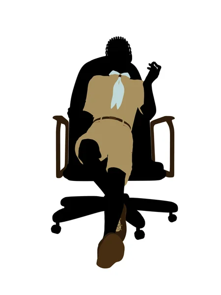 Afrikanisch-amerikanischer Pfadfinder sitzt krank im Stuhl — Stockfoto