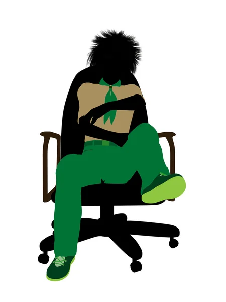 Boyscout Sitting In A Chair Illustration Silhoue — Stock Photo, Image
