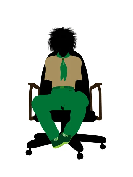 Boyscout seduta in una sedia illustrazione silhoue — Foto Stock