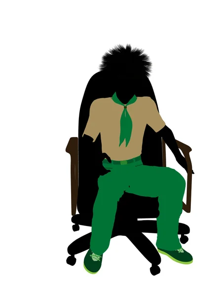 Boyscout sitter i en stol illustration-silhoue — Stockfoto