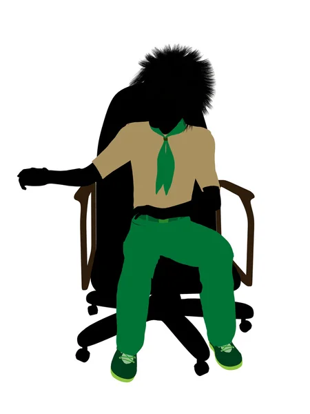 Pfadfinder sitzt in einem Stuhl Illustration Silhouette — Stockfoto