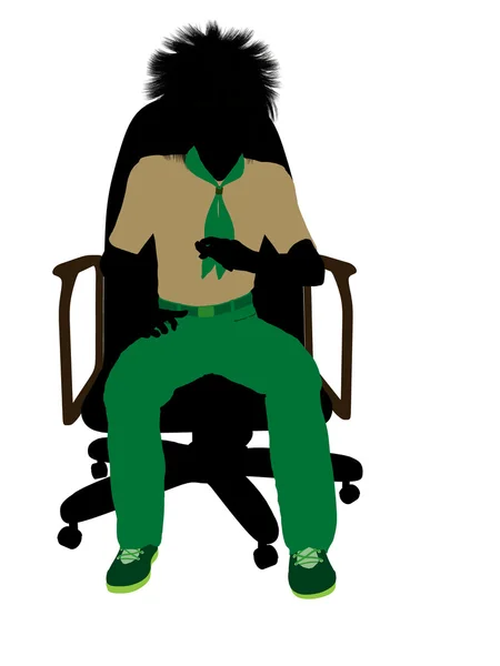 Boyscout siedzi w silhoue ilustracja krzesło — Zdjęcie stockowe
