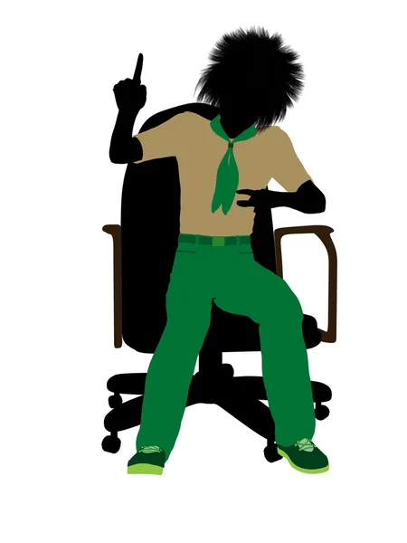 Boyscout sitter i en stol illustration-silhoue — Stockfoto