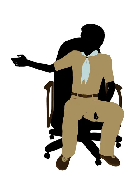 Boyscout assis dans une chaise Illustration Silhoue — Photo