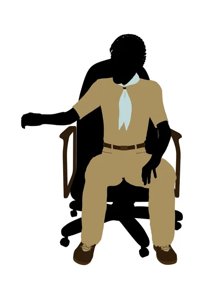Boyscout assis dans une chaise Illustration Silhoue — Photo