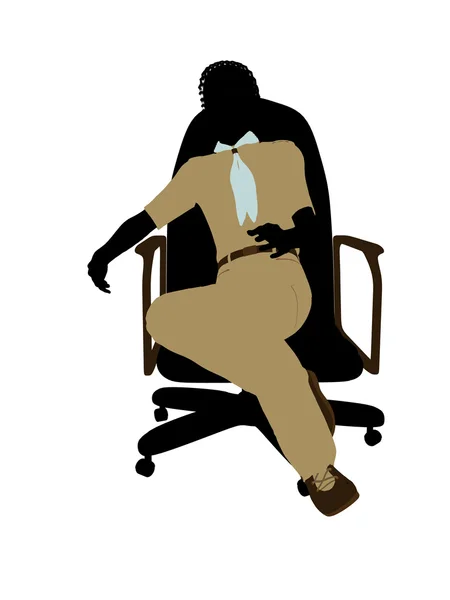 Pfadfinder sitzt in einem Stuhl Illustration Silhouette — Stockfoto