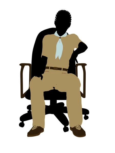 stock image Boyscout Sitting In A Chair Illustration Silhoue