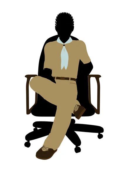 BoyScout κάθεται σε μια καρέκλα silhoue εικονογράφηση — Φωτογραφία Αρχείου