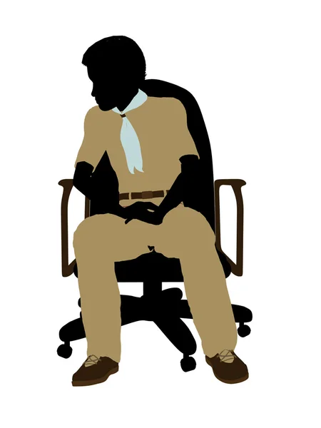 Boyscout sentado em uma cadeira ilustração silhueta — Fotografia de Stock