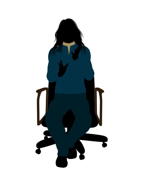 Casual γυναίκα που κάθεται σε μια καρέκλα εικονογράφηση sil — Φωτογραφία Αρχείου
