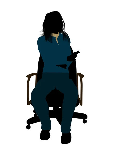 椅子の図の sil に座っているカジュアルな女性 — ストック写真