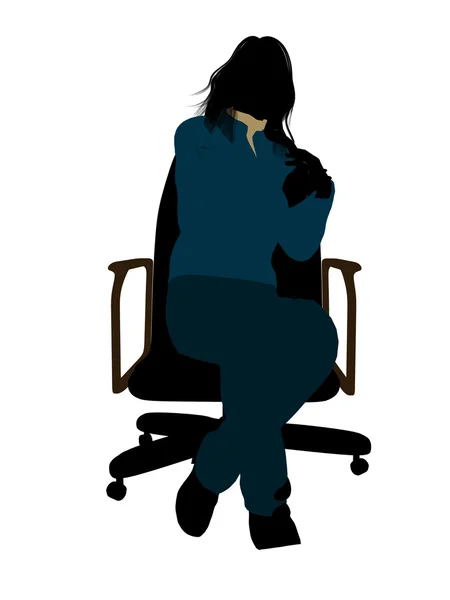 Casual Woman Sitting On A Chair Illustration Sil — Stock Photo, Image