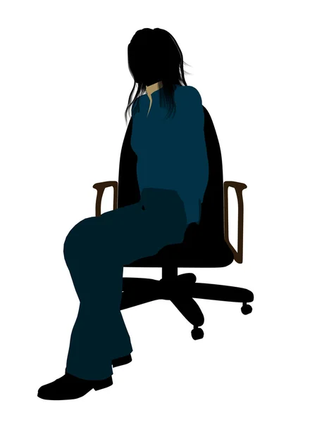休闲女子坐在椅子上的插图 sil — 图库照片