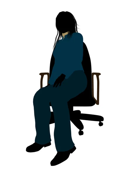 एक कुर्सी पर बैठे आकस्मिक महिला इलस्ट्रेशन सिल — स्टॉक फ़ोटो, इमेज