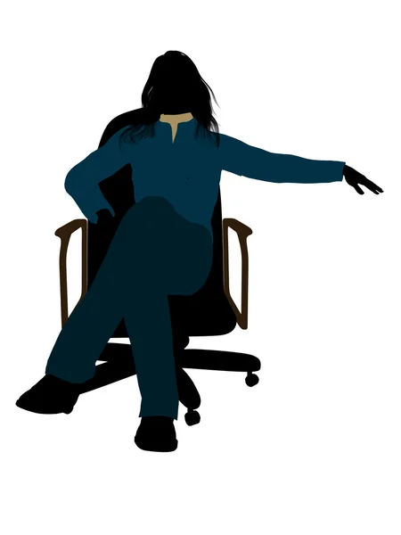 Casual γυναίκα που κάθεται σε μια καρέκλα εικονογράφηση sil — Φωτογραφία Αρχείου