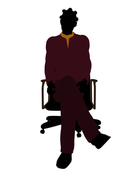 แอฟริกัน อเมริกัน ลําลอง ผู้หญิง นั่งบนเก้าอี้ — ภาพถ่ายสต็อก