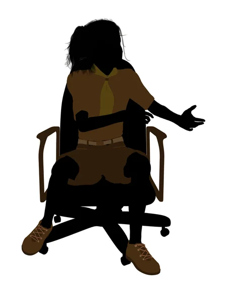 Pfadfinderin sitzt auf einem Stuhl Illustration Silho — Stockfoto