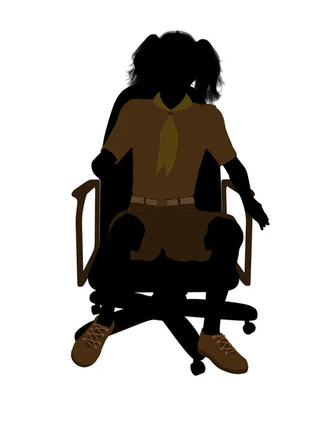Chica Scout sentada en una silla Ilustración Silho —  Fotos de Stock