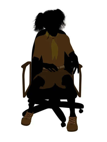 Girl scout ül egy széken illusztráció silho — Stock Fotó