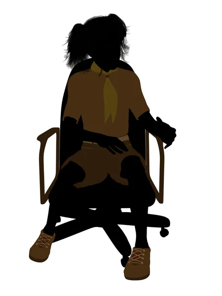 Προσκοπίνα κάθεται σε μια καρέκλα silho εικονογράφηση — Φωτογραφία Αρχείου