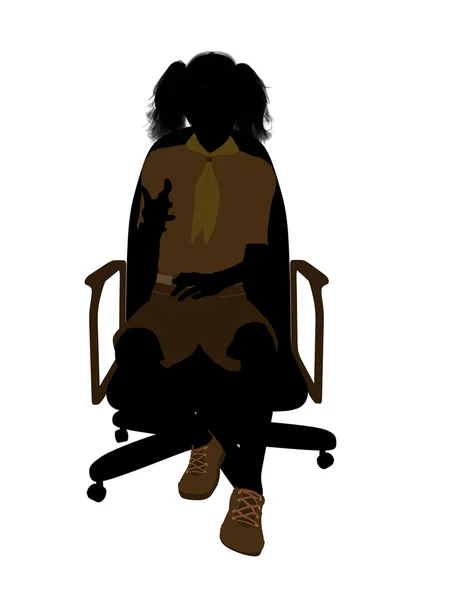 Scout fille assis sur une chaise Illustration Silho — Photo