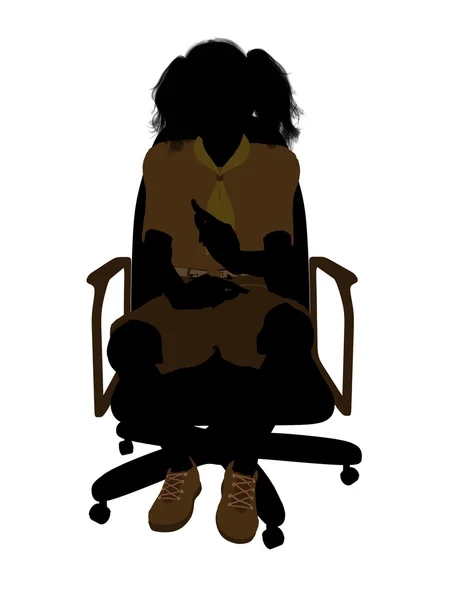 Skautka sedí na židli ilustrace silho — Stock fotografie