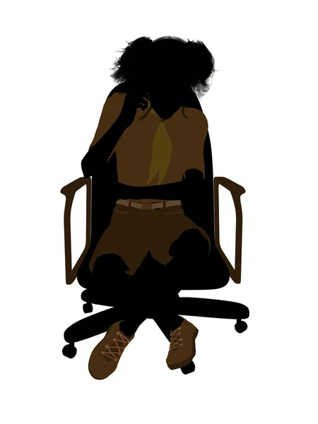椅子の図 silho の上に座ってガール スカウト — ストック写真
