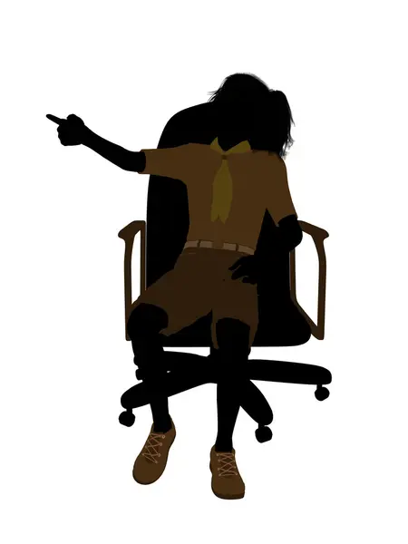 Дівчина Scout Сидячи На A Стілець Ілюстрація Silho — стокове фото