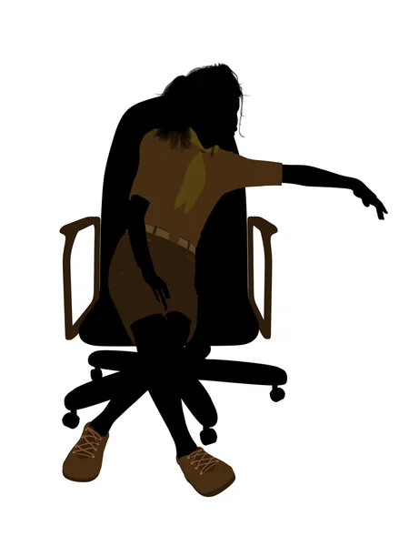 Chica Scout sentada en una silla Ilustración Silho —  Fotos de Stock