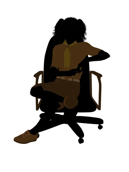 椅子の図 silho の上に座ってガール スカウト — ストック写真
