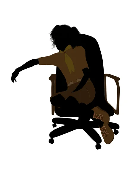 Girl scout sitter på en stol illustration-silho — Stockfoto