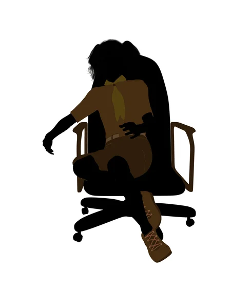 Skautka sedí na židli ilustrace silho — Stock fotografie