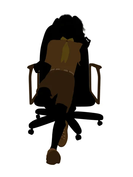 Pfadfinderin sitzt auf einem Stuhl Illustration Silho — Stockfoto