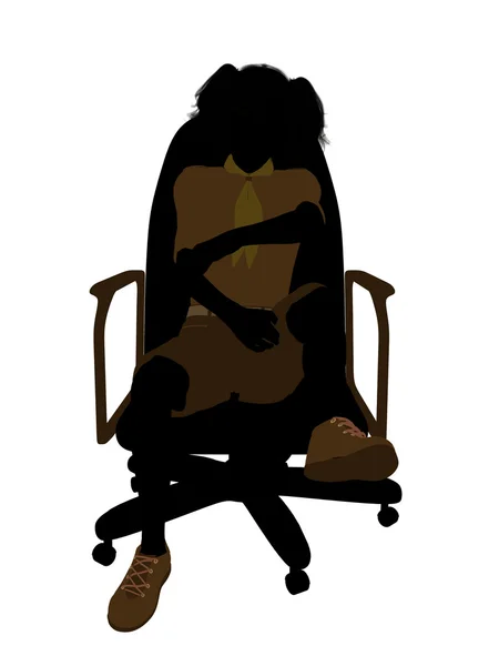 Дівчина Scout Сидячи На A Стілець Ілюстрація Silho — стокове фото
