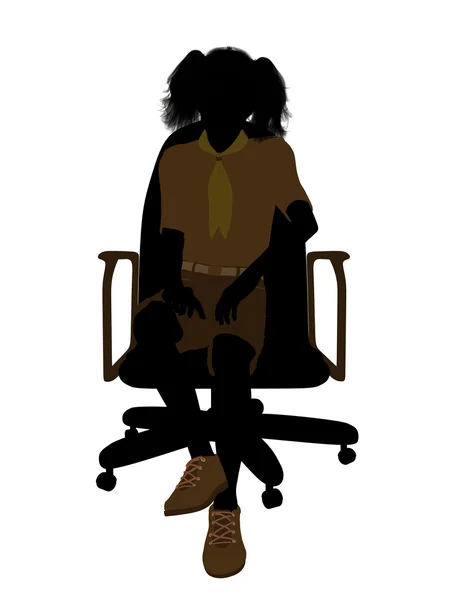 Girl scout zittend op een stoel afbeelding silho — Stockfoto