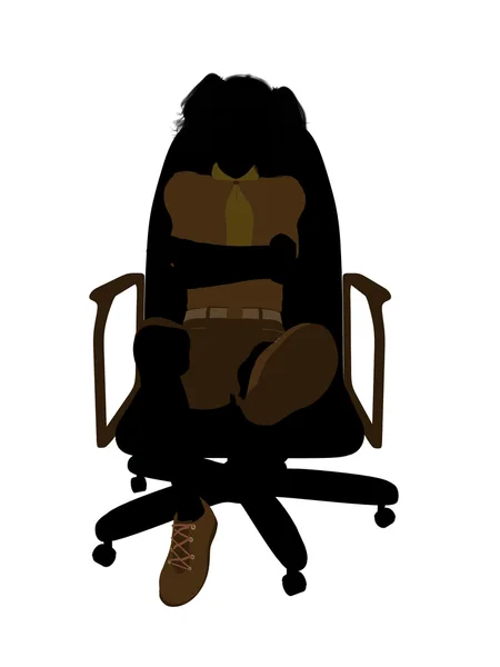 Girl Scout Sitting On A Chair Illustration Silho — Stock Photo, Image