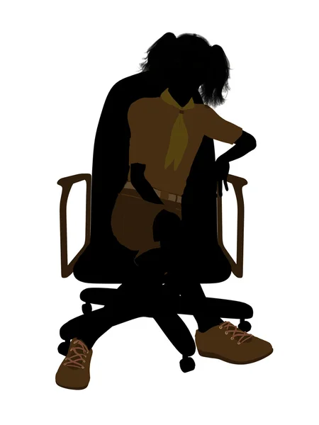 Scout fille assis sur une chaise Illustration Silho — Photo