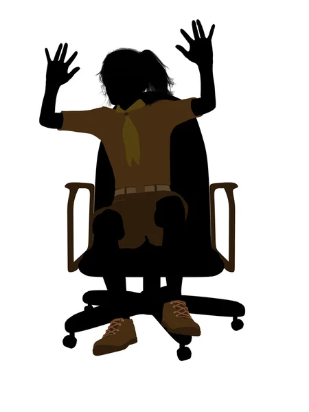 Ragazza scout seduta su una sedia illustrazione Silho — Foto Stock