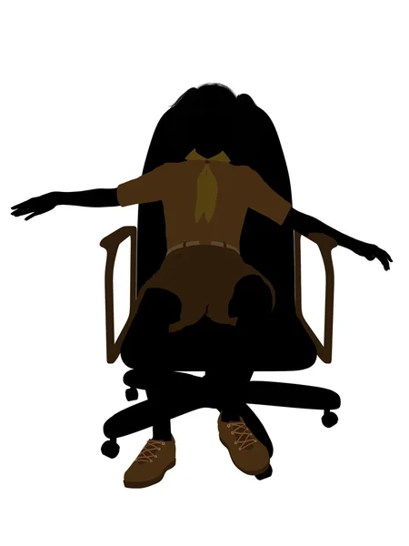Девушка-скаут сидит на стуле иллюстрации Сильо — стоковое фото