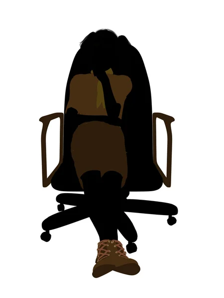Girl scout zittend op een stoel afbeelding silho — Stockfoto
