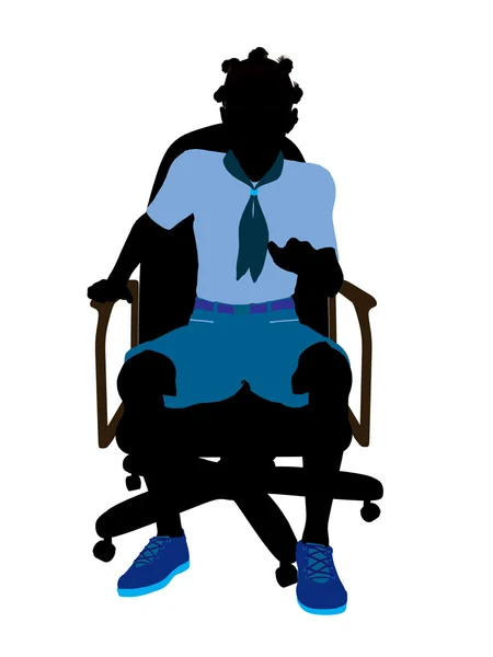 Niña afroamericana exploradora sentada en una silla I —  Fotos de Stock