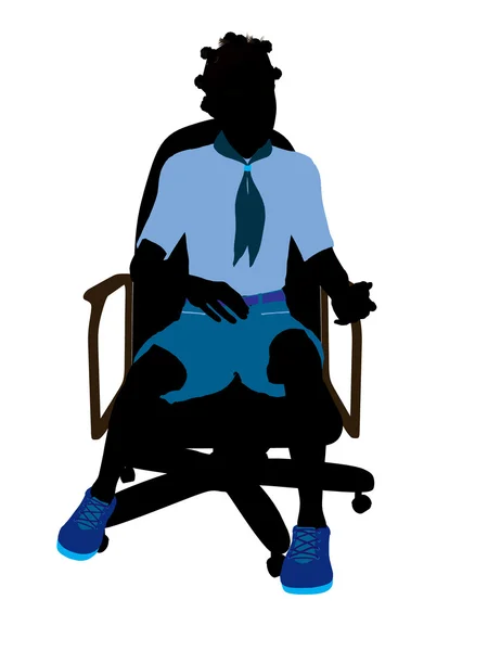 Niña afroamericana exploradora sentada en una silla I — Foto de Stock