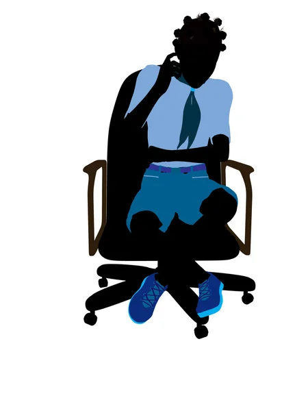 Africano americano menina escuteiro sentado em uma cadeira I — Fotografia de Stock