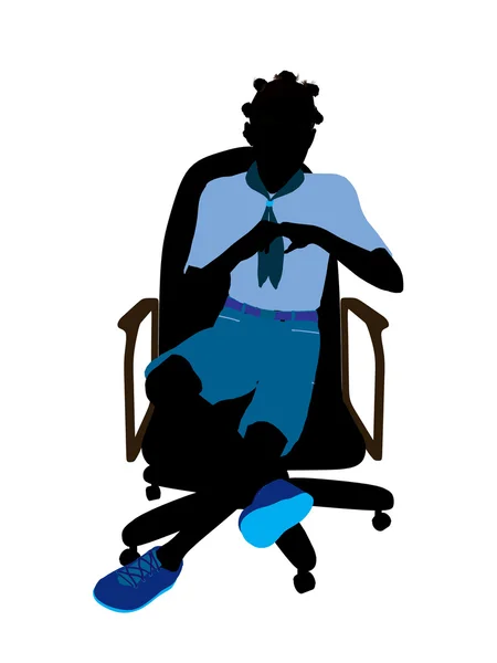Афроамериканская девушка-скаут, сидящая в платке I — стоковое фото