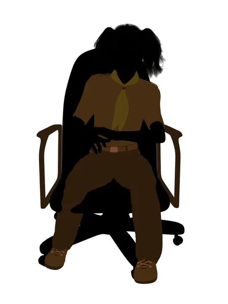 坐在椅子上的插图 silho 女童子军 — 图库照片